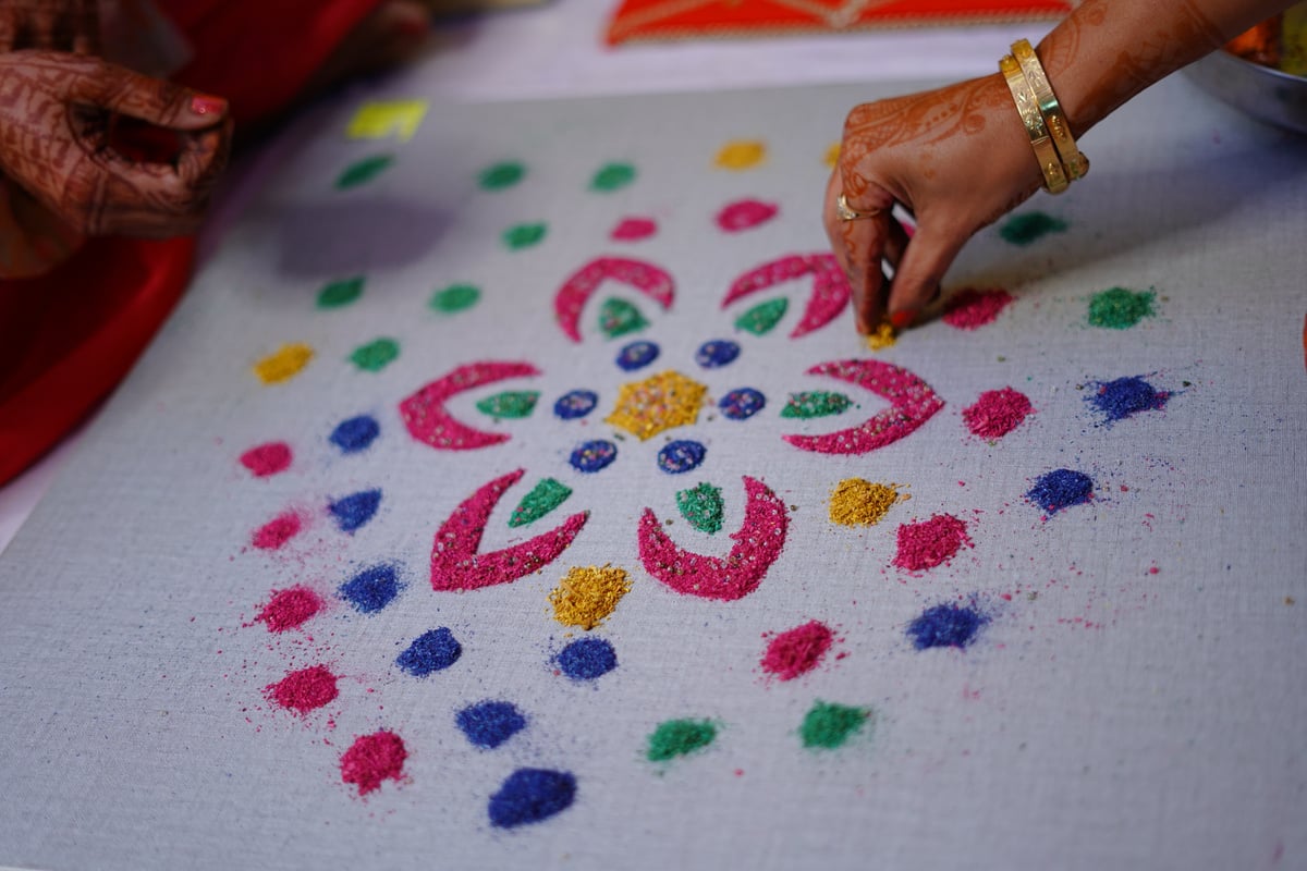 Mandala colors with hand